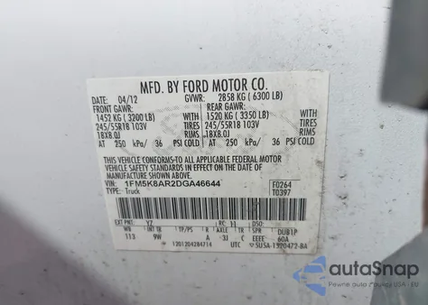 2013 Ford Police Interceptor from USA, damaged, VIN 1FM5K8AR2DGA46644